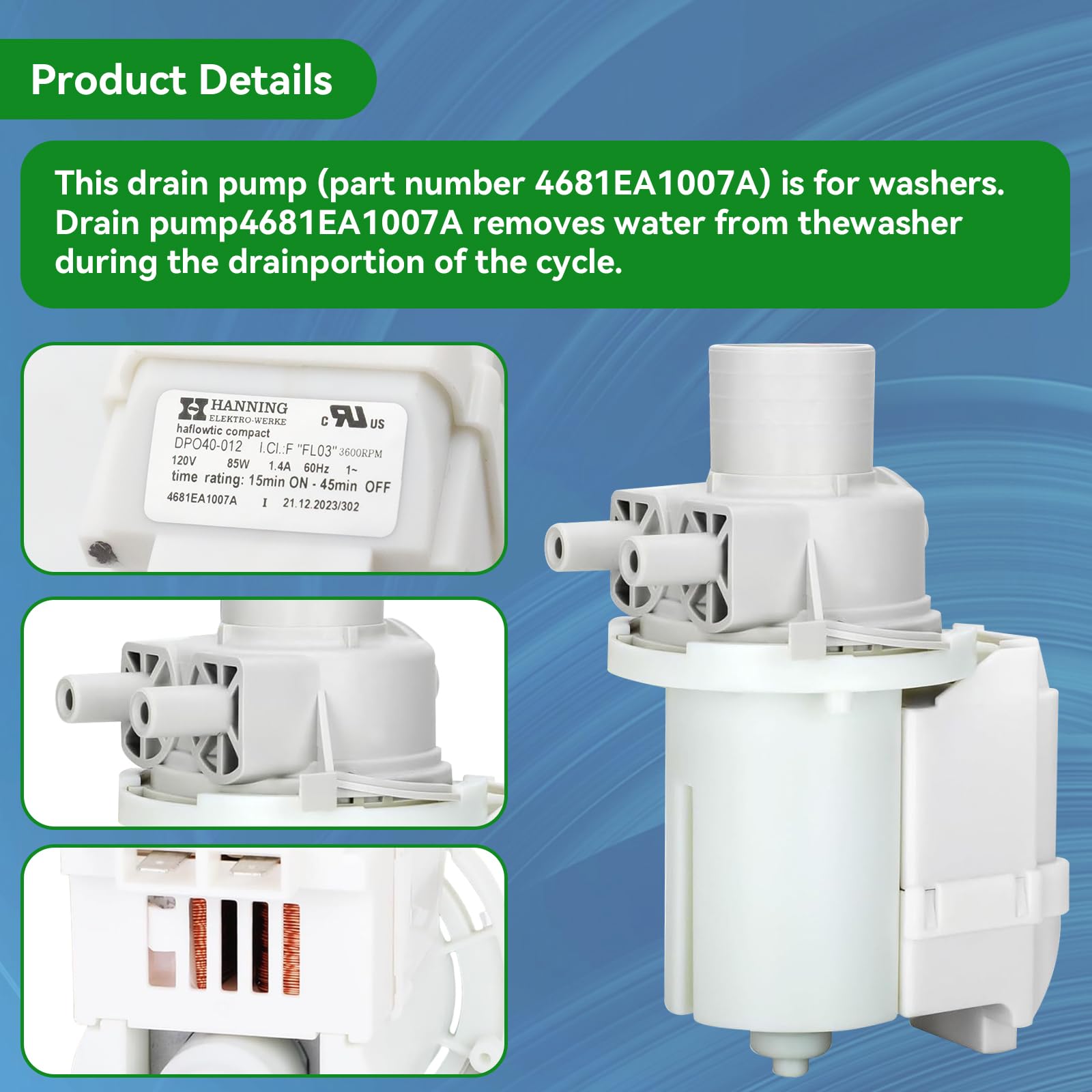 Amazon.com: DP040-012 Washer Drain Pump Motor Assembly(OEM